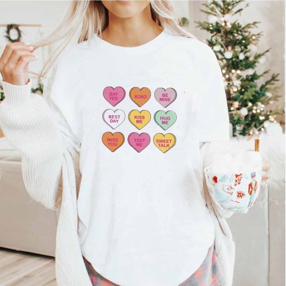 Candy Heart Valentine T Shirt Womens Valentines Gifts For Mom Tshirt